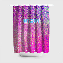 Шторка для душа Inzoi лого и розовые блестки, цвет: 3D-принт