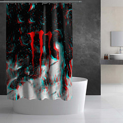 Шторка для душа Monster energy огонь глитч, цвет: 3D-принт — фото 2