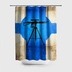 Шторка для ванной Стендовая спортивная стрельба на синем