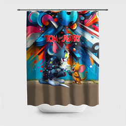 Шторка для душа Tom and Jerry - cyberpunk graffiti fantasy, цвет: 3D-принт