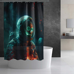 Шторка для душа Череп космонавта в скафандре, цвет: 3D-принт — фото 2