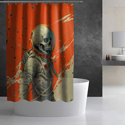 Шторка для душа Скелет космонавт и краска на фоне, цвет: 3D-принт — фото 2