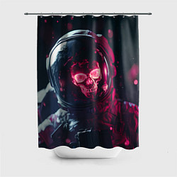 Шторка для душа Красный череп в скафандре космонавта, цвет: 3D-принт