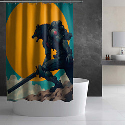 Шторка для душа Киберчеловек-волк, цвет: 3D-принт — фото 2