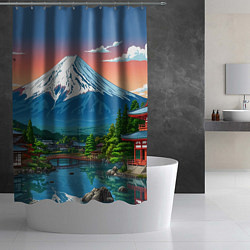 Шторка для душа Япония гора, цвет: 3D-принт — фото 2