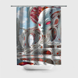 Шторка для душа Инопланетный белый город, цвет: 3D-принт