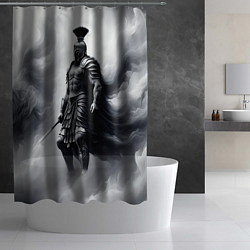 Шторка для душа Спартанский воин среди львов, цвет: 3D-принт — фото 2