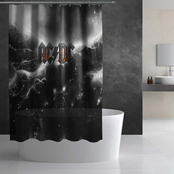 Шторка для душа ACDC металлический лого черно-белая текстура, цвет: 3D-принт — фото 2