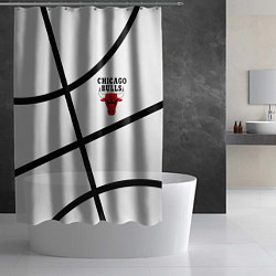 Шторка для душа Чикаго Буллз на белом фоне, цвет: 3D-принт — фото 2