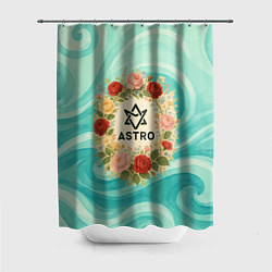 Шторка для ванной Astro винтажный логотип с цветами