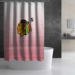 Шторка для душа Чикаго Блэкхокс - красные треугольники с градиенто, цвет: 3D-принт — фото 2