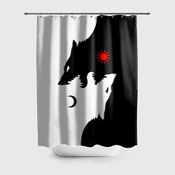 Шторка для душа Инь янь волки, цвет: 3D-принт