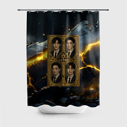 Шторка для душа Astro в золотой рамке, цвет: 3D-принт