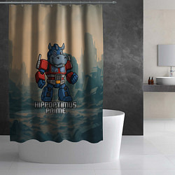Шторка для душа Гиппоптимус Прайм - бегемот трансформер, цвет: 3D-принт — фото 2