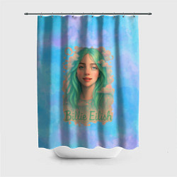 Шторка для душа Билли Айлиш с зелеными волосами, цвет: 3D-принт