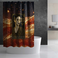 Шторка для душа Билли Айлиш в золотой рамке, цвет: 3D-принт — фото 2