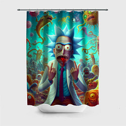 Шторка для ванной Рик Санчес в окружении сказочных монстров - нейроа