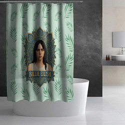 Шторка для душа Билли Айлиш рамка мандала, цвет: 3D-принт — фото 2