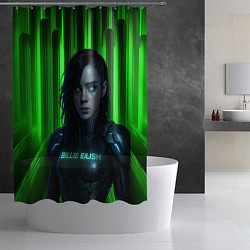 Шторка для душа Билли Айлиш космический костюм, цвет: 3D-принт — фото 2