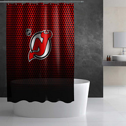 Шторка для душа Нью Джерси Девилз - красный градиент, цвет: 3D-принт — фото 2