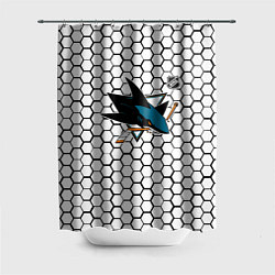 Шторка для душа Сан Хосе Шаркс - белые плиты, цвет: 3D-принт