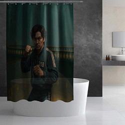 Шторка для душа Игрок 218 в боевой стойке, цвет: 3D-принт — фото 2