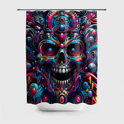 Шторка для душа Colorful cyber skull - pattern, цвет: 3D-принт