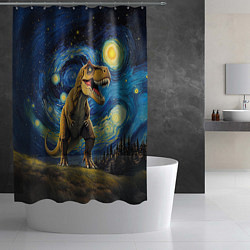 Шторка для душа Звездная ночь - Тираннозавр, цвет: 3D-принт — фото 2