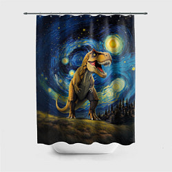 Шторка для душа Звездная ночь - Тираннозавр, цвет: 3D-принт