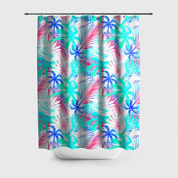 Шторка для душа Palm blue light blue, цвет: 3D-принт