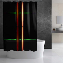 Шторка для душа Neon green black red line, цвет: 3D-принт — фото 2