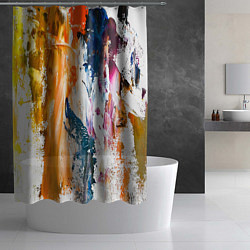 Шторка для душа Разноцветные мазки кисти на палитре художника, цвет: 3D-принт — фото 2