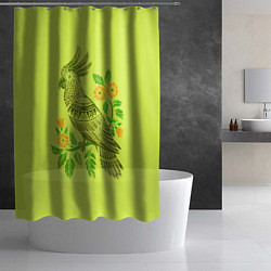 Шторка для душа Попугай с маргаритками, цвет: 3D-принт — фото 2