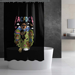 Шторка для душа ACDC, мультяшный стиль, цвет: 3D-принт — фото 2