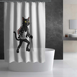 Шторка для душа Кот - Фредди Меркьюри, цвет: 3D-принт — фото 2