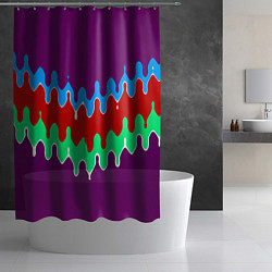 Шторка для душа Фиолетовый с искажёнными абстрактными полосами, цвет: 3D-принт — фото 2