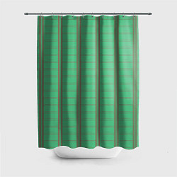 Шторка для душа Color green cage brown stripes, цвет: 3D-принт