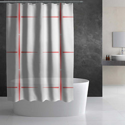 Шторка для душа Color white red stripes, цвет: 3D-принт — фото 2