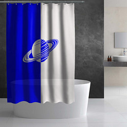 Шторка для душа Сатурн сине-белый, цвет: 3D-принт — фото 2