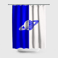 Шторка для душа Сатурн сине-белый, цвет: 3D-принт