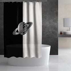 Шторка для душа Сатурн черно-белый, цвет: 3D-принт — фото 2