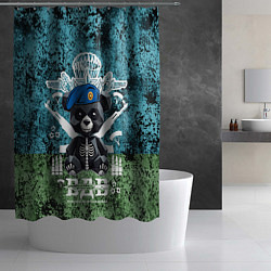 Шторка для душа Медведь десантник на фоне флага ВДВ, цвет: 3D-принт — фото 2