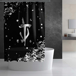 Шторка для душа Doom белый всплеск красок, цвет: 3D-принт — фото 2