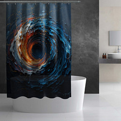Шторка для душа Краска синяя и оранжевая в форме вихря, цвет: 3D-принт — фото 2