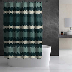 Шторка для душа Полосы зигзагообразные зеленые, цвет: 3D-принт — фото 2