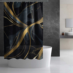 Шторка для душа Мраморный узор с золотыми полосками, цвет: 3D-принт — фото 2