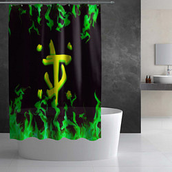 Шторка для душа Doom зелёный огонь, цвет: 3D-принт — фото 2