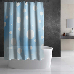 Шторка для душа Белые круги на голубом фоне, AI, цвет: 3D-принт — фото 2