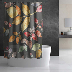 Шторка для душа Шумный листопад на сером, цвет: 3D-принт — фото 2