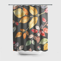 Шторка для душа Шумный листопад на сером, цвет: 3D-принт
